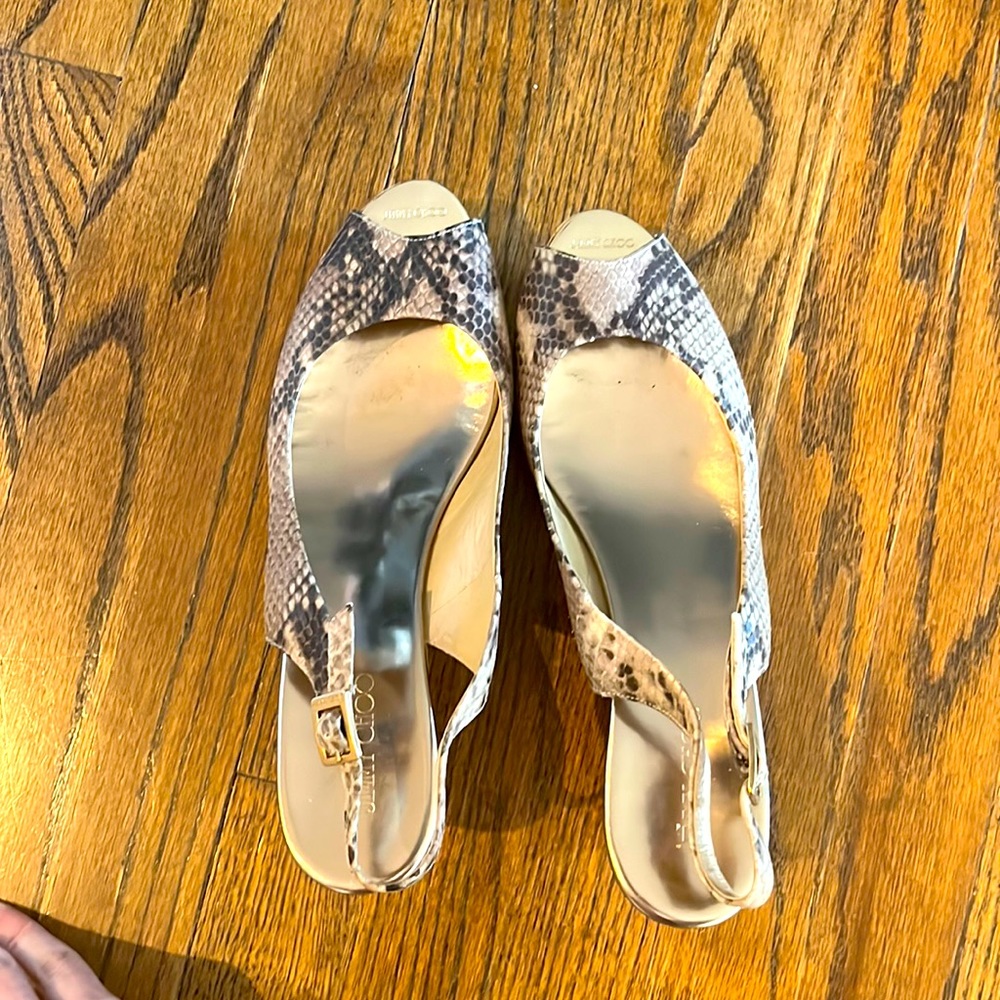 Jimmy Choo corkscrew snakeskin wedges size 39 1/2